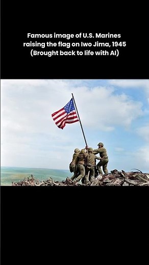 Colorized Historic WW2 Footage: U.S. Flag Raised on Iwo Jima – Feb 23, 1945 #ww2 #iwojima #colorized