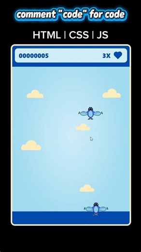 Bird Game use | HTML | CSS | JS #JavaScript #html #css #animation #coding #ai #js #3d #python #web