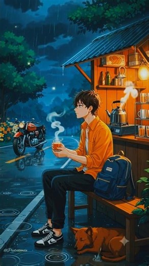 Title: Rainy ☕🌧️ Night Train Under the Milky Way 🌌🚂 | Dreamy Anime River 🌙🚙