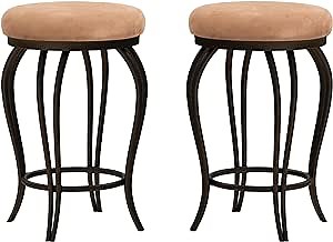 JOIN IRON Bar Stools Set of 2 Modern Bar Chairs, Barstools Counter Height, Easy 3-5 Minute Assembly for Bar, Kitchen, Dining Room Brown