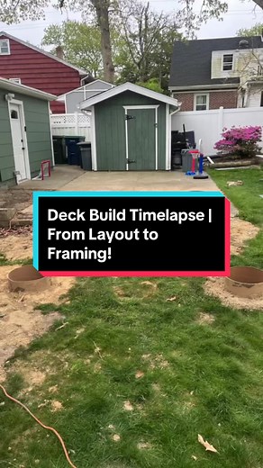 Deck Build Timelapse | From Layout to Framing! Watch this time-lapse of me building a deck from start to finish! We dug the holes and poured the concrete, and then I spent three days framing it . It's amazing what you can accomplish with a little hard work and determination. #construction #homeimprovement #renovation #constructionlife #constructiontiktok #constructionproject #passinspection #deck #deckbuilding #decking #decks