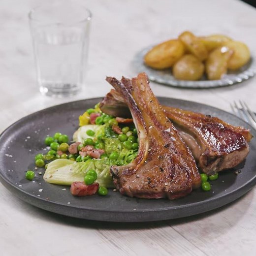 Spring Lamb Chops with Pancetta and Little Gem Lettuce | Lamb Try It Love It