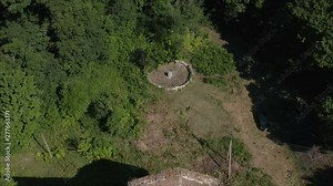 Abandoned Golitsyn estate in the Tamalin district of the city of Penza.Destroyed the Golitsyn estate. The ruins of the 18th century. The old buildings are ruins.