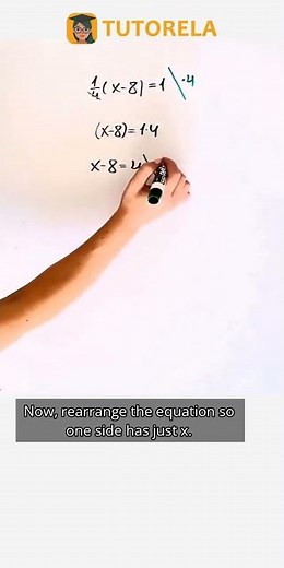 Solving Fraction Equation: Find X in (1/4)(x-8)=1 #Math #LinearEquations(oneVariable)