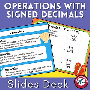 7.3A Adding & Subtracting Positive/Negative Decimals Slides Beach Theme