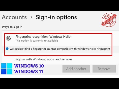Windows hello fingerprint- This option is currently unavailable