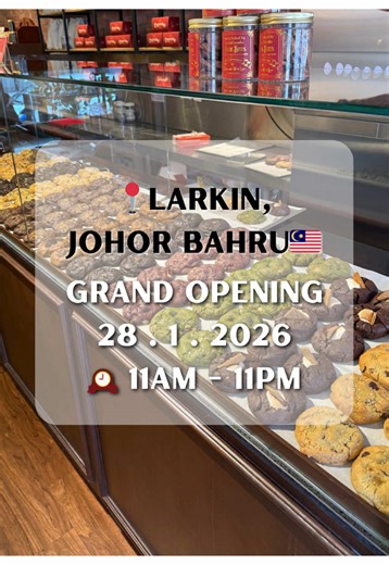 The wait is finally over!!! We’re beyond excited to announce the grand opening of CookieCrumbs Johor Bahru😍 📅 Grand Opening: 28 January 2026 🥛 Opening Special (First 3 Days Only!) Enjoy a FREE cup of iced milk with minimum spend of RM25 in a single receipt🍪 📍 Address: No. 38, Jalan Geroda 2/2, Larkin Jaya, 80350 Johor Bahru, Johor ⏰ Operating Hours: 11:00 AM – 11:00 PM (or until sold out!) Come early, bring your cookie buddies, and celebrate this sweet new chapter with us 🍪🤍 See you at Co