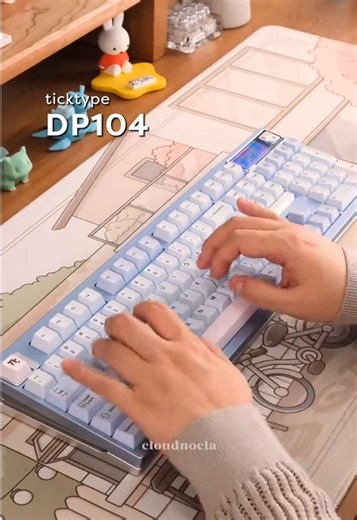 poppy thocky 🤤 Ticktype DP104 keyboard in Blue, with Rye switches! A great full-size keyboard, with silent tactiles as an option too. check out my longer showcase (post before this) for more details 💯 #mechanicalkeyboard #asmrsounds #thockykeyboard #numpad #keebtok @ticktype @Qwertykeys_Official