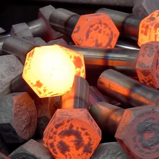 Interesting Large Bolt and Hex Nut Mass Production Process. Metal Fastener Factory in Korea