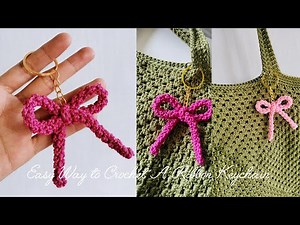 easy way to crochet a ribbon keychain | crochet keychain