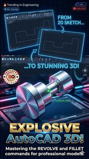 AutoCAD 3D Full Guide 🔥 Revolve + Fillet Commands for Perfect Models