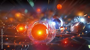 Closeup of a W boson being exchanged between two particles, its distinct wavelike shape highlighted in the defocused background.