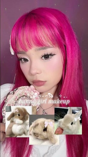 bunny girl makeup tutorial using ‪@flowerknows‬! 🐰🎀🪽 #bunnygirlmakeup #flowerknows #makeuptutorial