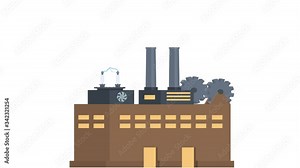 Power plant. Animation of an industrial plant, alpha channel enabled. Cartoon
