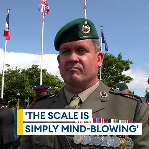 🗣️ “The scale is absolutely mind-blowing” Speaking in the town of Colleville-Montgomery for a service of commemoration - Royal Marines Commando, Major Andrew Atkinson explains why he is astounded by the size of operation on D-Day | Forces News