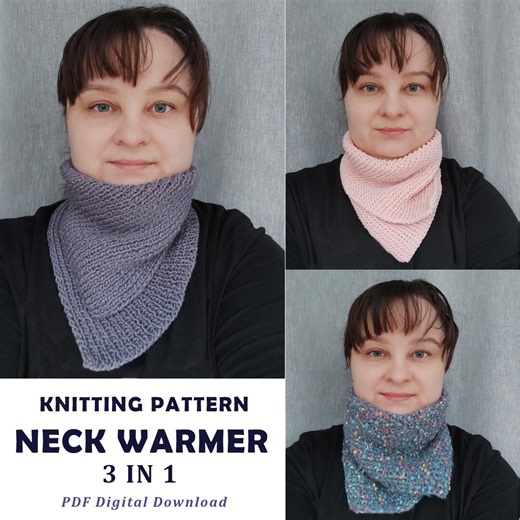 Neck Warmer Knitting Pattern | Easy Knitted Cowl | 3 Stitch Options | Beginner Friendly | PDF Digital Download - Etsy