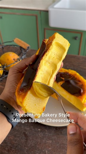 The best ever mango basque cheesecake recipe 😍🤌🏻(bakery style cheesecake recipes!!