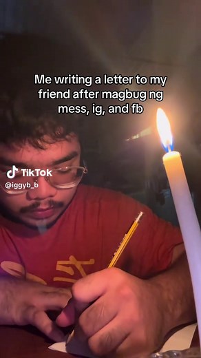 Me writing a letter to my friend after nag-bug sa Messenger, FB, IG