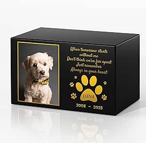 Bemaystar Pet Urns for Dogs - Personalized Dog urn Pet Memorial Keepsake Urns Photo Box Pet Cremation Urn Wood Keepsake Pet Urns for Dogs Ashes Wooden Urn for Cat Suitable for Weights Up to 56 lbs