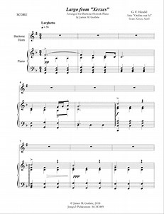 Handel: Largo from Xerxes for Baritone Horn & Piano by George Frideric Handel - Baritone Horn, Euphonium, Piano - Intermediate Digital Sheet Music | Sheet Music Plus