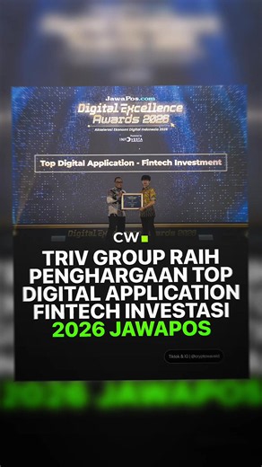 TRIV Group kembali menorehkan prestasi dengan meraih penghargaan Top Digital Application Fintech Investasi dalam ajang Digital Excellence Awards 2026 yang diselenggarakan oleh JawaPos.com bertajuk “Akselerasi Ekonomi Digital Indonesia”. Penghargaan tersebut diserahkan dalam malam penganugerahan yang berlangsung pada Kamis, 30 Juli 2026, di Hotel Bidakara Jakarta, sebagai bentuk apresiasi kepada perusahaan dan brand yang dinilai berhasil mendorong pertumbuhan ekonomi digital melalui inovasi, perf