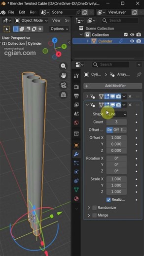 Blender twisted cable tutorial #3D #tutorial #blender