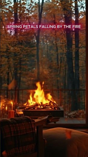 SPRING PETALS FALLING BY THE FIRE 🔥🌼 Smooth Jazz Calm #shorts