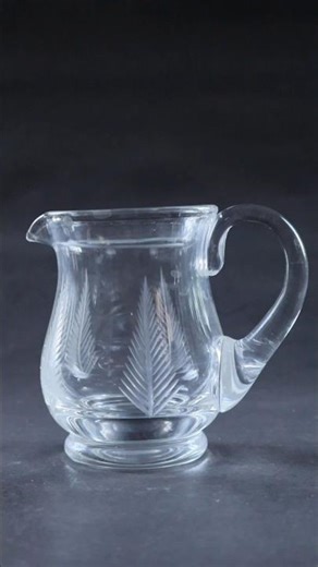 Stuart Crystal Woodchester Pattern Cream Jug designed by Ludwig Kny, c.1930s - Vintage Glass Vase