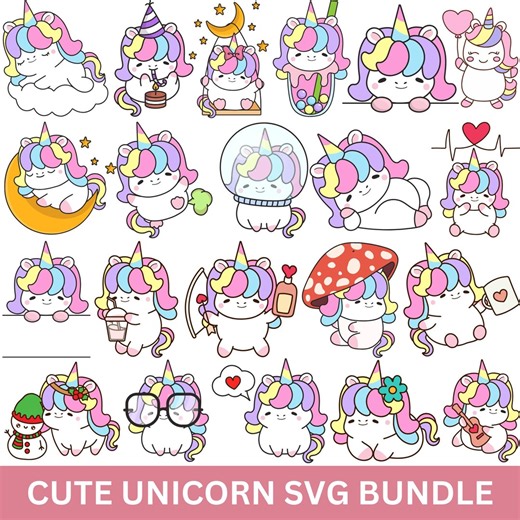 Unicorn SVG Bundle for Cricut | Cute Designs for Shirts, Stickers & Kids Crafts - Etsy