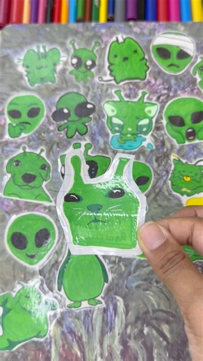 DIY alíen sticker | día 19 #stickers #diy #alien #sketch #fyp