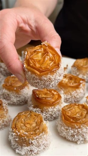 How to make Coconut Baklava Roses with Vanilla Bean Syrup