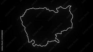 Map of Cambodia, Cambodia outline, Animated close up map of Cambodia