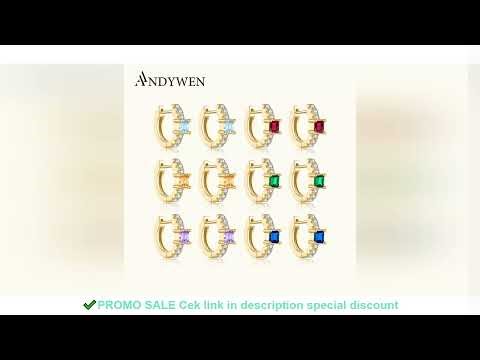 ANDYWEN 925 Sterling Silver Light Blue 8mm Huggies Middle Hoops Earring Special Crystal Zircon Pierc