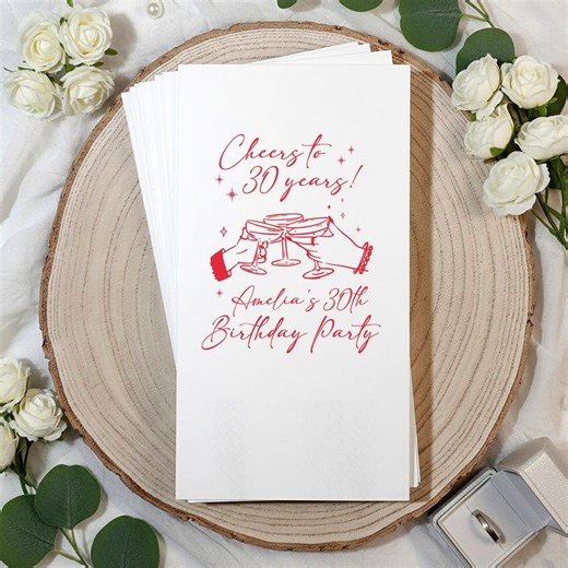 Personalized Birthday Party Napkins, Coquette 30th Birthday Party Decor, Custom Thirty Birthday Party Napkins, Birthday Cocktails Napkins - Etsy