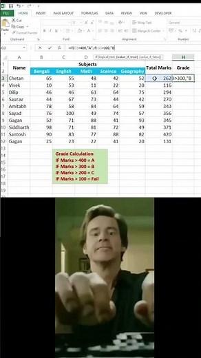 Excel IF Formula Grade Calculation | Pass Fail & Grade Formula | Excel Tutorial #excel #if#grade