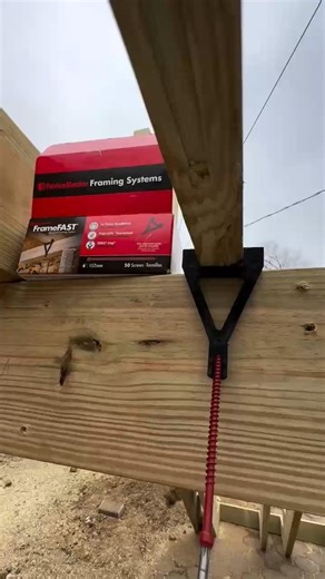 FastenMaster on Instagram: "“This product is 100% recommended” - @thetwobrothercarpenter FrameFAST is the ideal alternative to hurricane ties, eliminating the need for pneumatic nailers, hoses, or compressors. From roof trusses, to wall studs, to deck joists, FrameFAST is a secure fastener meant for multiple projects. Will you use FrameFAST on your next project? 🎥: @thetwobrothercarpenter #FastenMaster #FastenMasterPRO #PRODriven #FrameFAST #RoofTrusses"