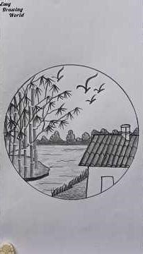 Easy Bamboo 🎍 Tree with House 🏠 Drawing in Circle ।। by Pencil Sketch ✏️@easy2drawingworld #drawing