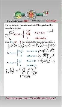 Can You Find the Probability Density Function of Y? #mathsshorts #probabilitydensityfunction