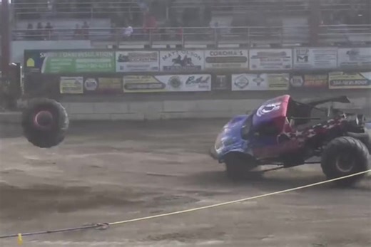 Huge tire flies off monster truck mid-show as shocked spectators watch on - AOL