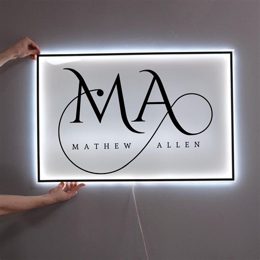 Custom 3D Acrylic LED Business Logo Sign | Rectangular Backlit Logo Display | Personalized Acrylic Sign for Office & Brand - Etsy