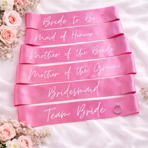 Team Bride Bachelorette Party Sash Gift - PINK White Hens Party Sash With Heart - Ideal Bridesmaid Gift for Bridal Squad - Etsy