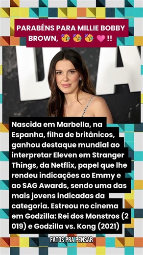PARABÉNS PARA MILLIE BOBBY BROWN