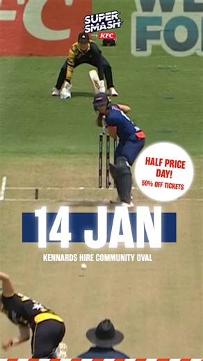 HALF PRICE TICKETS 🎟️ Two games. One day. Half the price. Super Smash is back at Eden Park’s Kennards Hire Community Oval this Wednesday 14 January. The Auckland ACES vs Kings get things underway at 12.40pm, followed by the Auckland HEARTS vs Magicians at 4.50pm. Get your tickets now at https://aucklandcricket.flicket.co.nz/ | Auckland Cricket