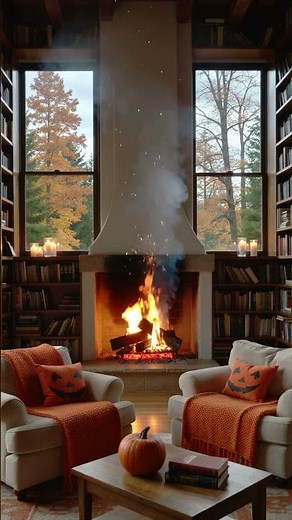 Cozy Halloween Fireplace 🎃🔥 | Glowing Pumpkins & Crackling Fire
