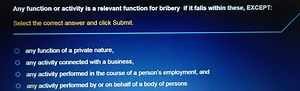 Any function or activity is a relevant function for bribery if ... | Filo