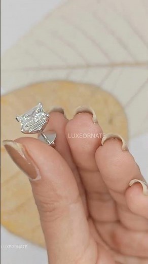 Classic Princess Cut Diamond Solitaire Stud Earrings