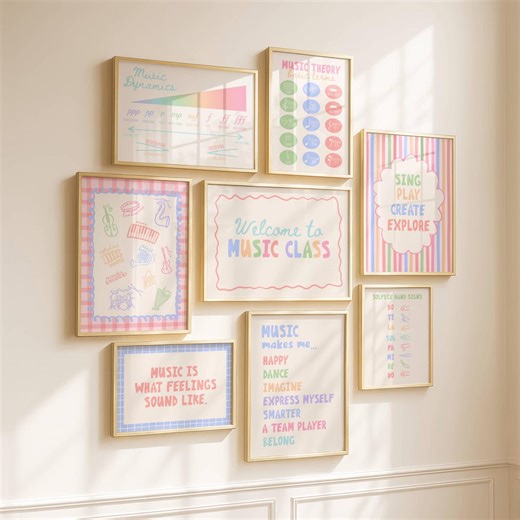 Set of 8 Music Education Posters, Music Classroom Gallery Wall, Choir Orchestra Band Digital Wall Art - Etsy