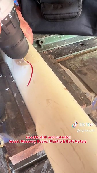 Tork Craft’s HSS drill bit saw. Drill & Cut in one motion. #torkcraft #toolsforeveryjob #drilling #drillbit #drillsaw