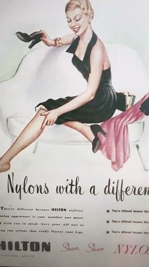 Hilton Nylon Hosiery – Vintage 1951 Magazine Advertisement (Classic Stockings Ad)
