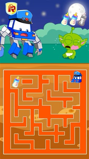 New Maze Challenge 🍼| Take Care of Alien Baby 👽Nursery Rhymes | RoboSquad Short #shorts #kidssongs